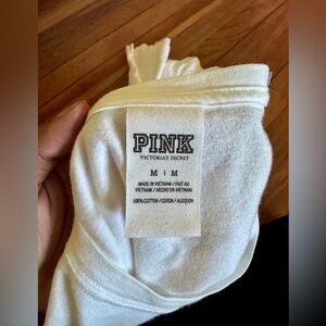 Victoria's Secret PINK White & Black Shirt Medium